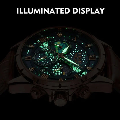 LIGE 2024 Men’s Luxury Genuine Leather Sports Military Quartz Watch with Date