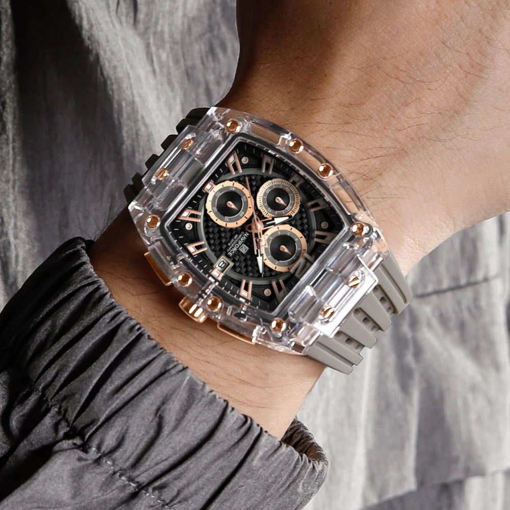 NAVIFORCE 2025 New Design Transparent Tonneau Watch Men Quartz Man Watches Waterproof Luxury Sport Out Door montre homme