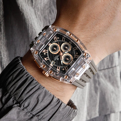 NAVIFORCE 2025 New Design Transparent Tonneau Watch Men Quartz Man Watches Waterproof Luxury Sport Out Door montre homme