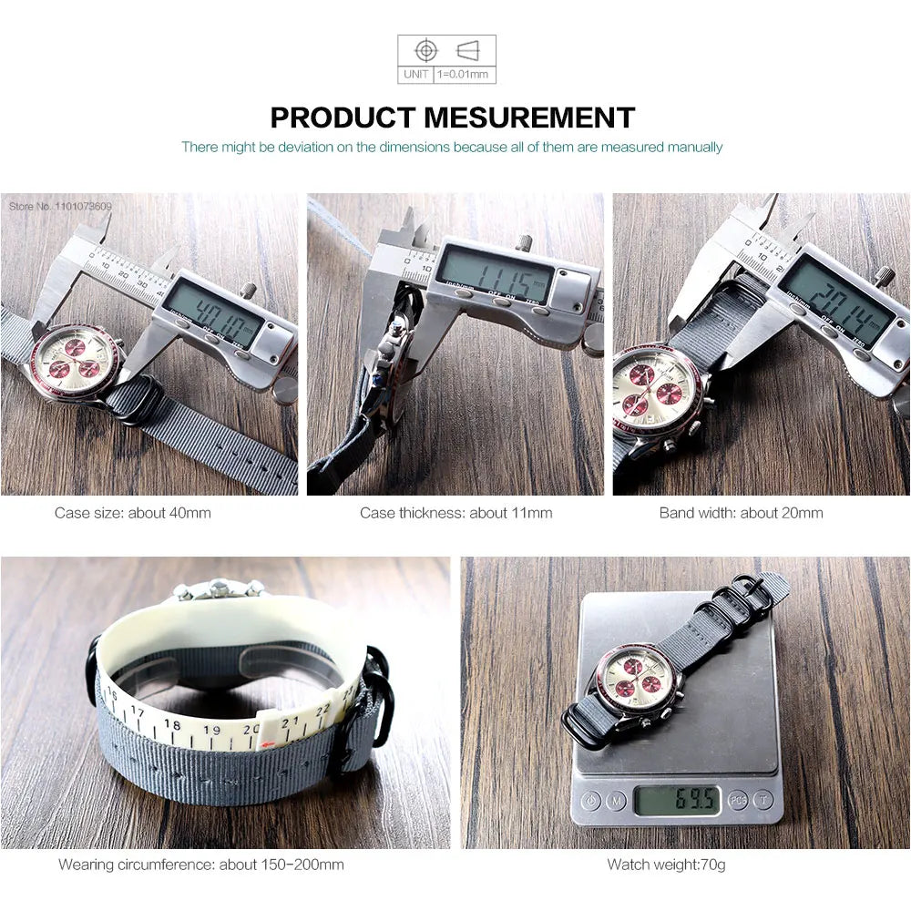 MEGIR New Men's Nylon Braided Strap Waterproof Night-light Sports Quartz Watch with Chronograph Fashion Triple-eye Wristwatch wi