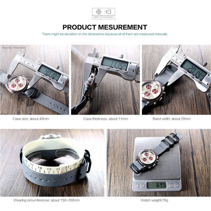 MEGIR New Men's Nylon Braided Strap Waterproof Night-light Sports Quartz Watch with Chronograph Fashion Triple-eye Wristwatch wi