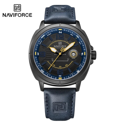 NAVIFORCE Brand Men Quartz Watch High Quality PU Band Calendar Male Wristwatch Auto Date Display Waterproof Clocks Reloj Hombre