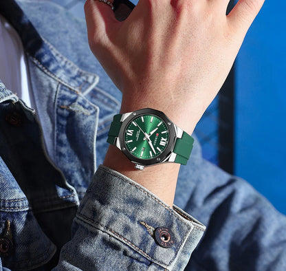 CURREN 8465 Men’s Fashion Quartz Watch – Waterproof Casual Timepiece with Calendar & Luminous Silicone Strap