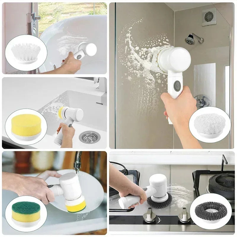 Cordless Electric Spin Scrubber – 5 Replaceable Brush Heads