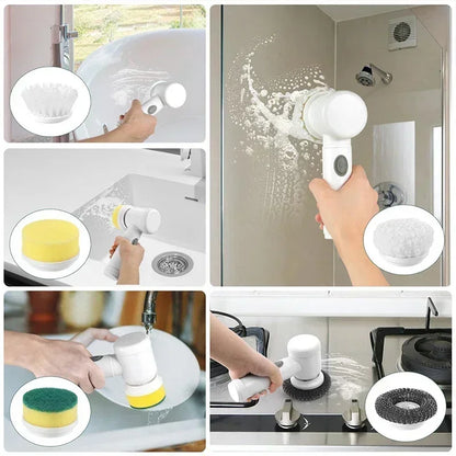 Cordless Electric Spin Scrubber – 5 Replaceable Brush Heads