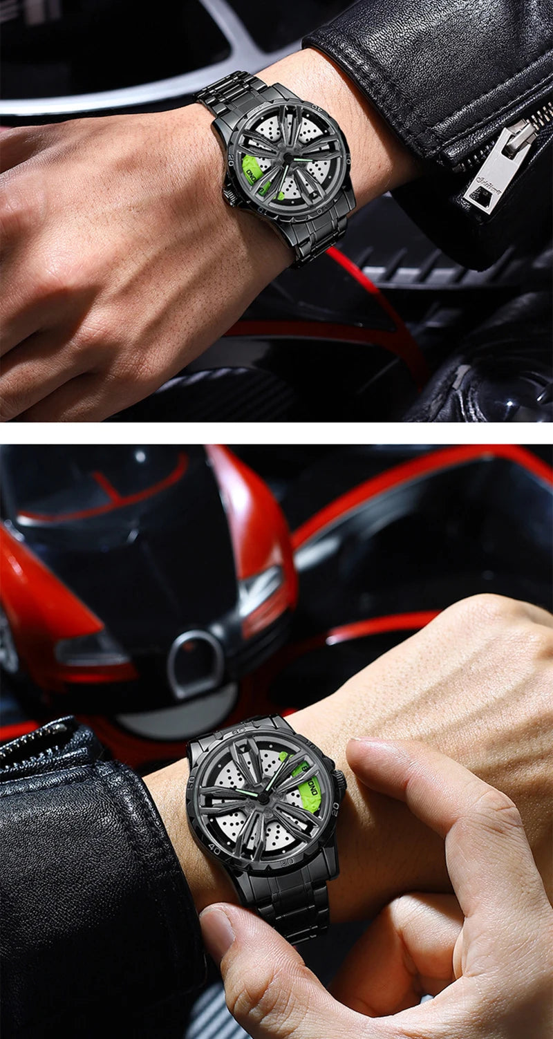 UTHAI Automotive Wheel Hub Hollow Mechanical Watch Luxury Fashion Wheel Hub Waterproof Stainless Steel Men's Watch V002