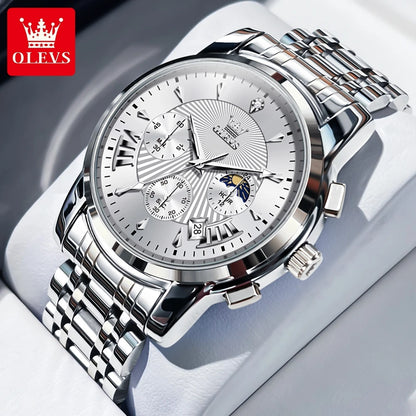 OLEVS 2892 Men Watch Original Quartz Watch Luxury Brand Waterproof Luminous Chronograph Classic Business Moon Phase Men Watch