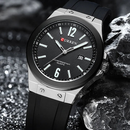CURREN 8467 Men's Fashion Quartz Watch – Luminous Dial, Date Display, Silicone Strap
