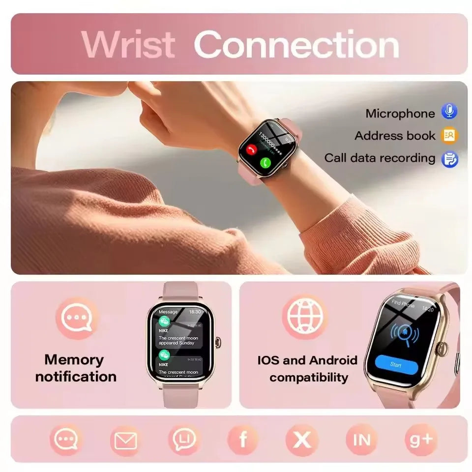 Luxorive GTS Smartwatch – 2.01" HD Display, Bluetooth Call, GPS, NFC, 100+ Sport Modes for Men & Women