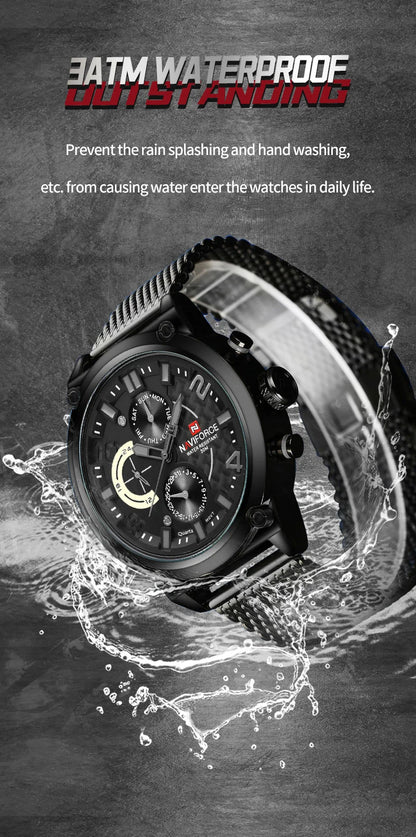 NAVIFORCE Black Luxury Men Watch Fashion Military Sport Man Watches Waterproof Wristwatch Male Creative Clock Masculino Relogio