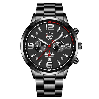 Luxorive LumaSteel Chrono – Men's Luxury Quartz Watch with Calendar & Luminous Display