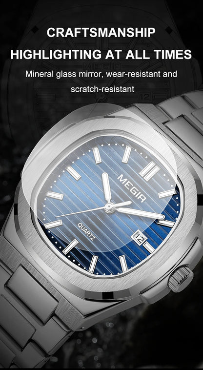 MEGIR Luxury Brand Men Business Watches Waterproof Male Clock Stainless Steel Luminous Quartz Sport Wristwatch Montre Homme 1084