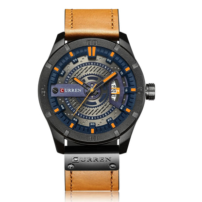 CURREN 8301 Classic Men's Quartz Watch – Waterproof Leather Strap with Calendar