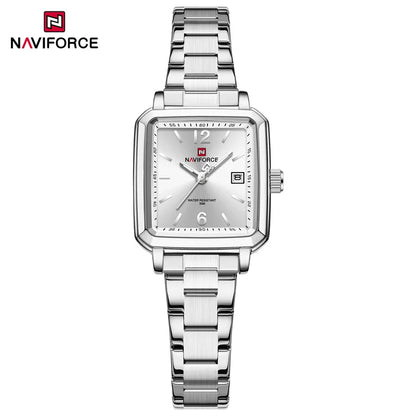 NAVIFORCE Couple Quartz Watch Retro Fashion Calendar Display Stainless Steel Strap Luminous Pointer 3ATM Waterproof Couple Watch