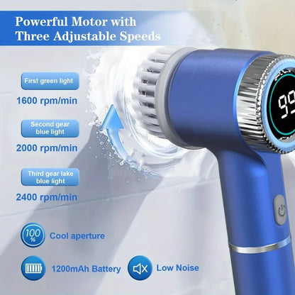 Electric Spin Scrubber – 3-Speed Handheld Shower Brush with 5 Replaceable Heads
