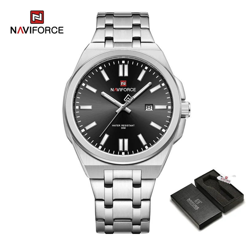 NAVIFORCE Quartz Watch For Men Luxury Business Luminous Stainless Steel Male Wristwatches Waterproof Calendar Clock Reloj Hombre