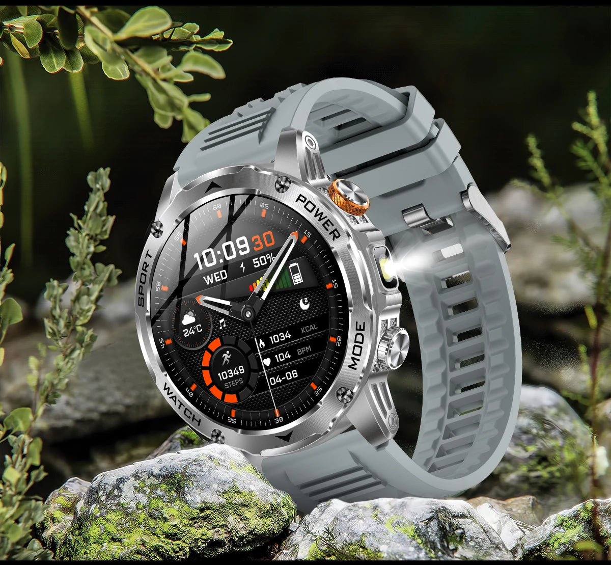 LIGE Men’s Smartwatch – 1000mAh Battery, Outdoor Flashlight, Bluetooth Call, Waterproof Fitness Tracker