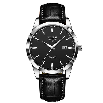 LIGE Men’s Brown Leather Military Sports Quartz Watch – Casual Waterproof Chronograph