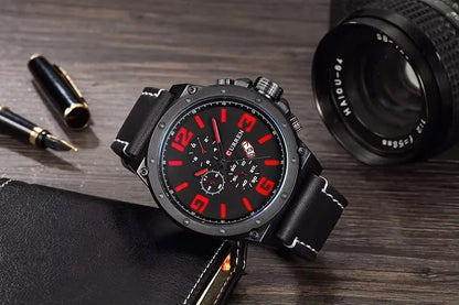 CURREN 8230 Men's Quartz Chronograph Watch – Fashion Outdoor Wristwatch with Brown & Black Leather Strap