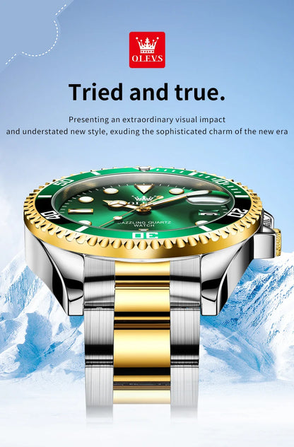 OLEVS 5885 Man Watch Original Brand Waterproof Quartz Watch Stainless Steel Strap Automatic Date Mens Gifts Watches For Man