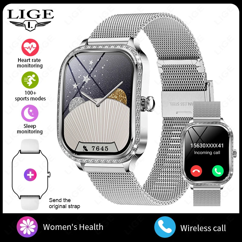 LIGE Women’s Waterproof Smartwatch – Bluetooth Call, Fitness Tracker & Heart Rate Monitor