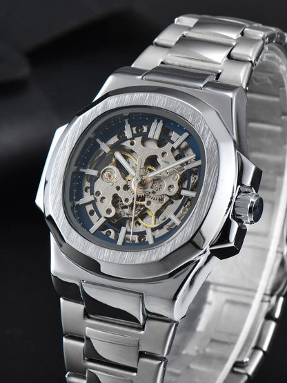 Luxorive ShadowCore – Skeleton Steel Automatic Watch
