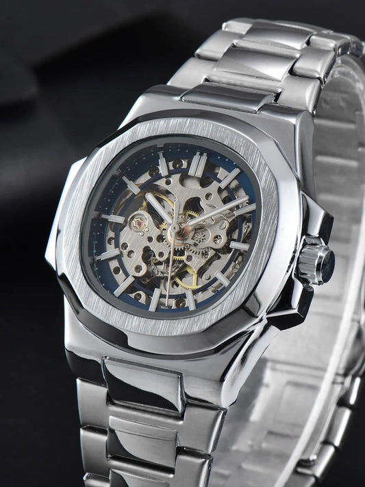 Luxorive ShadowCore – Skeleton Steel Automatic Watch