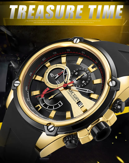 MEGIR Chronograph Luxury Brand Men Sports Watches Silicone Strap Quartz Casual Wristwatch Waterproof Calendar Reloj Hombre 2086