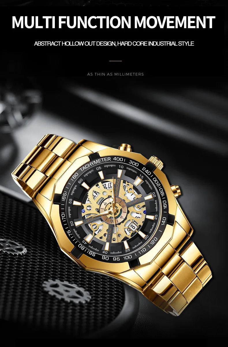 Luxorive BlueCore X – 2025 Luxury Skeleton Steel Watch for Men