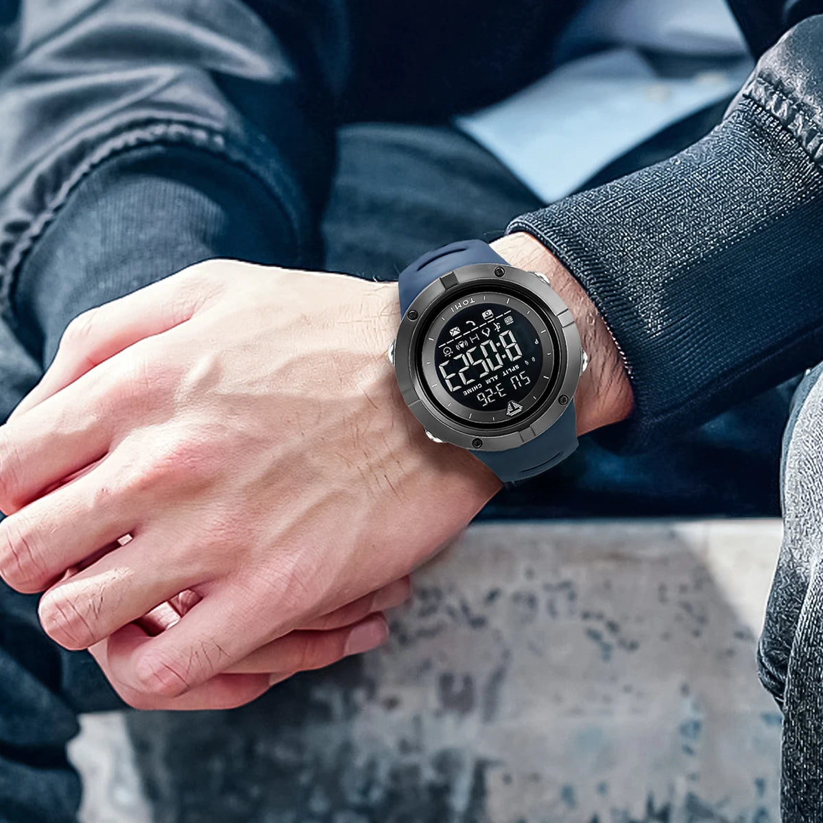 TOMI Men's Watch Night Glow Waterproof Fashion Digital TPU Material Sports Watch