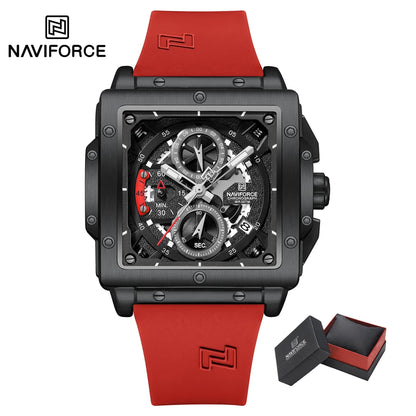 NAVIFORCE Watches for men Sports Unique Square Quartz Date Display Watch Multifunction Chronograph Waterproof Luxury WristWatch
