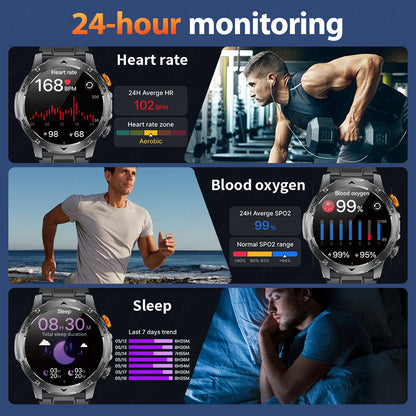 LIGE Men’s Smartwatch – 1000mAh Battery, Outdoor Flashlight, Bluetooth Call, Waterproof Fitness Tracker