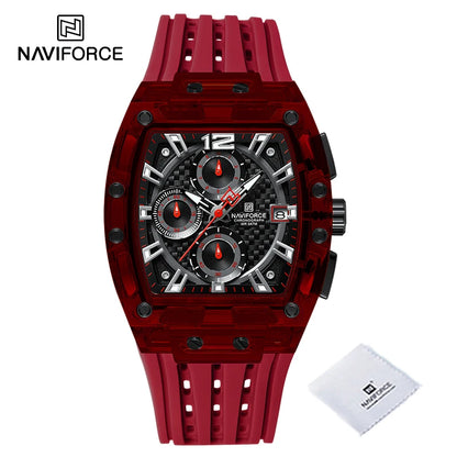 NAVIFORCE Men's Quartz Multifunction Watches Fashion Sports Chronograph 5ATM Waterproof Silicone Band Casual Man Wrist Watch
