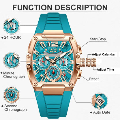 LIGE Men’s Luxury Silicone Military Watch – Casual Sports Waterproof Quartz with Date