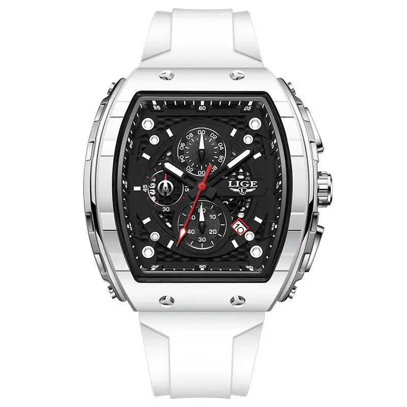 LIGE Luxury Square Chronograph — a bold statement timepiece designed for men who appreciate modern luxury in a unique square profile.