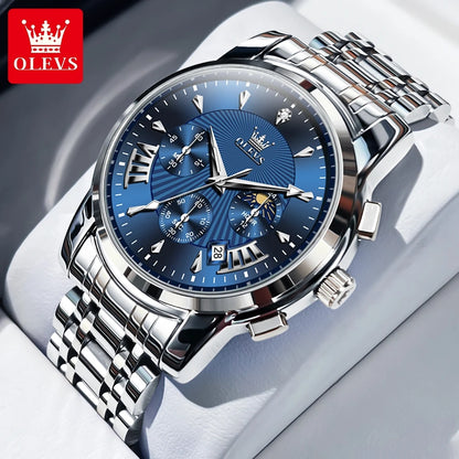 OLEVS 2892 Men Watch Original Quartz Watch Luxury Brand Waterproof Luminous Chronograph Classic Business Moon Phase Men Watch