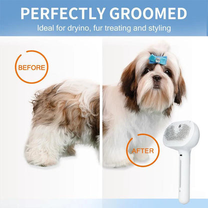 USB Rechargeable Dog & Cat Steam Comb – Soft Teeth Massage & Hair Removal Brush