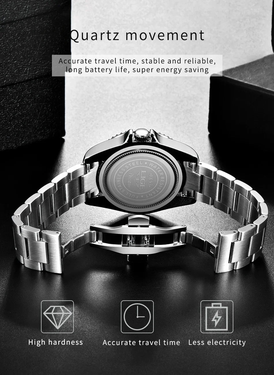 LIGE 2025 — a modern, luxurious men’s quartz wristwatch designed for style, function, and everyday elegance.