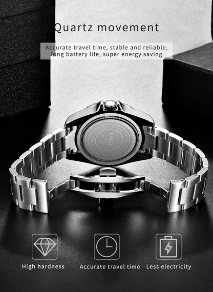 LIGE 2025 — a modern, luxurious men’s quartz wristwatch designed for style, function, and everyday elegance.