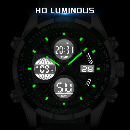 LIGE Men’s Luxury Military Sports Chronograph Watch – Waterproof Quartz Digital Wristwatch