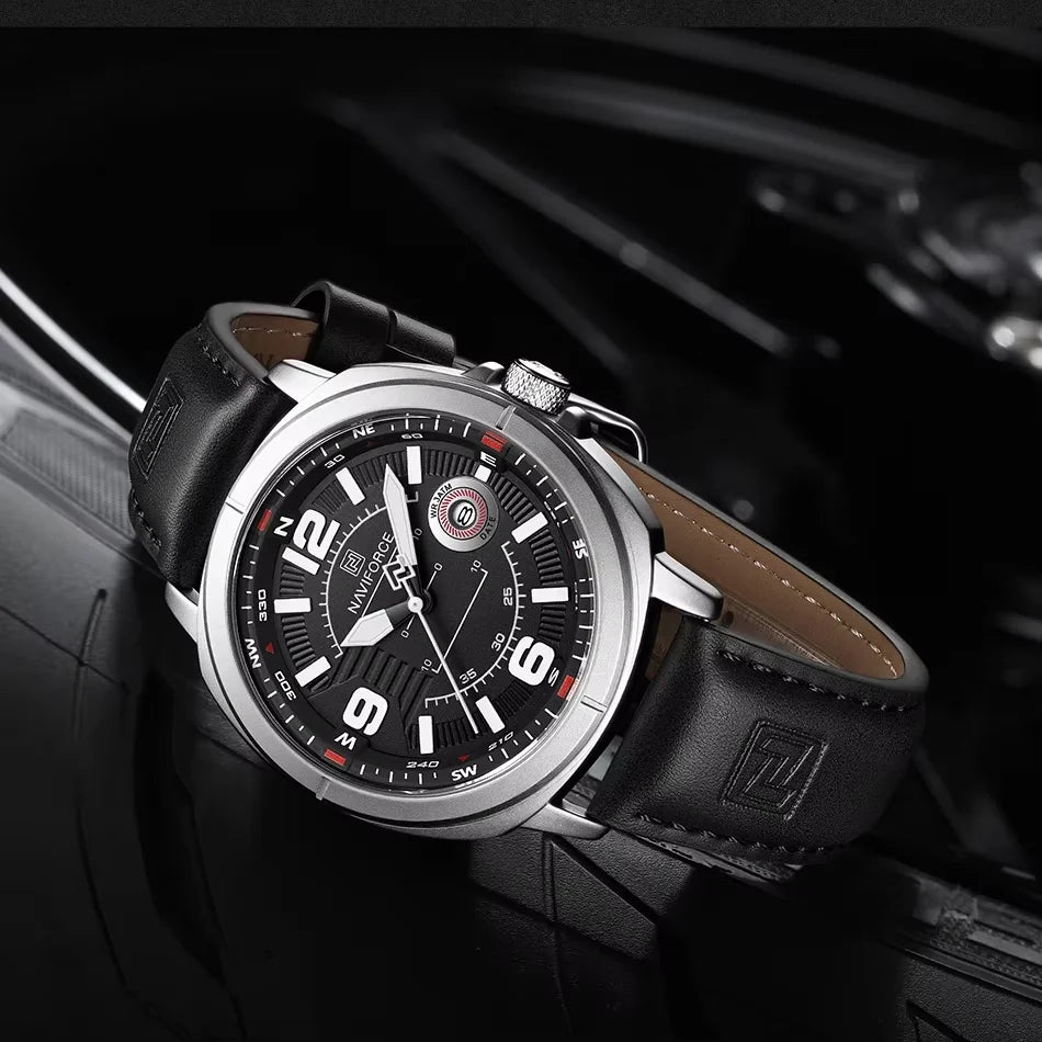 NAVIFORCE Brand Men Quartz Watch High Quality PU Band Calendar Male Wristwatch Auto Date Display Waterproof Clocks Reloj Hombre