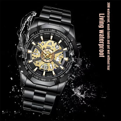 Luxorive BlueCore X – 2025 Luxury Skeleton Steel Watch for Men