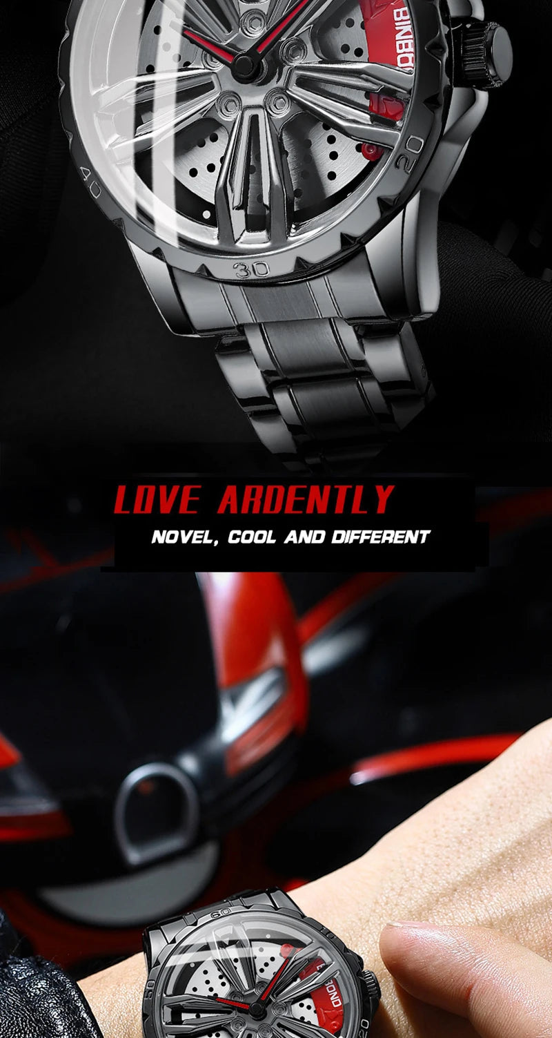 UTHAI Automotive Wheel Hub Hollow Mechanical Watch Luxury Fashion Wheel Hub Waterproof Stainless Steel Men's Watch V002