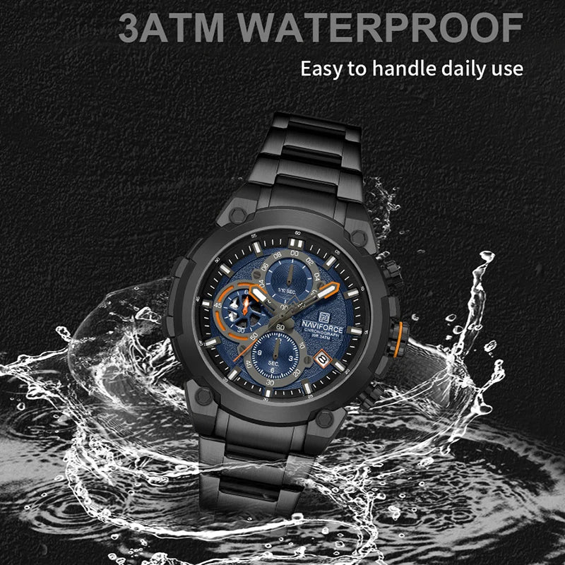 NAVIFORCE Quartz Watch Men Sport Military Waterproof Watches Mens Business Stainless Steel Wristwatch Male Clock reloj hombre