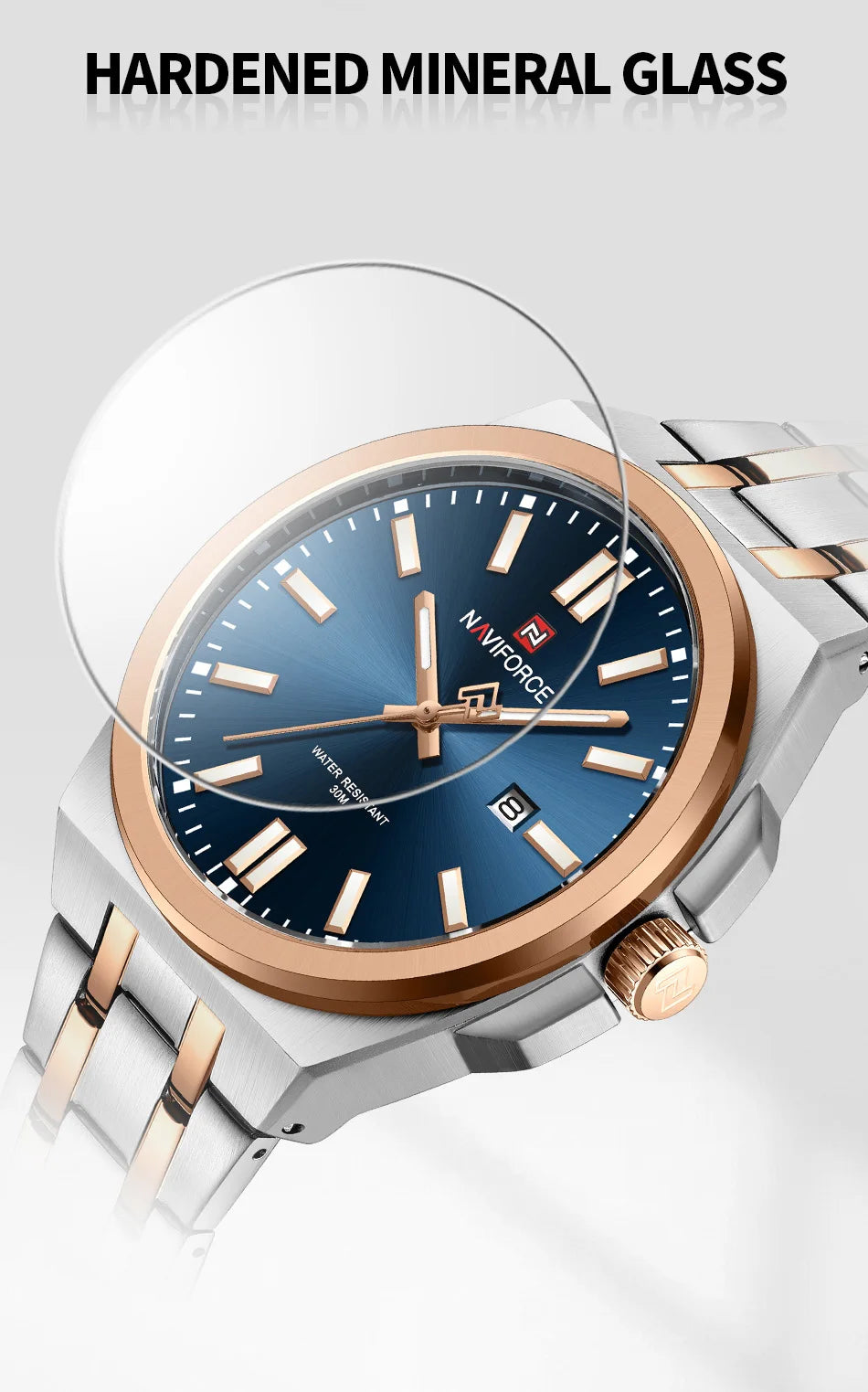 NAVIFORCE Quartz Watch For Men Luxury Business Luminous Stainless Steel Male Wristwatches Waterproof Calendar Clock Reloj Hombre