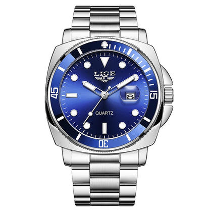 LIGE Men’s Business Military Sports Quartz Watch – Luxury Leather Waterproof Timepiece