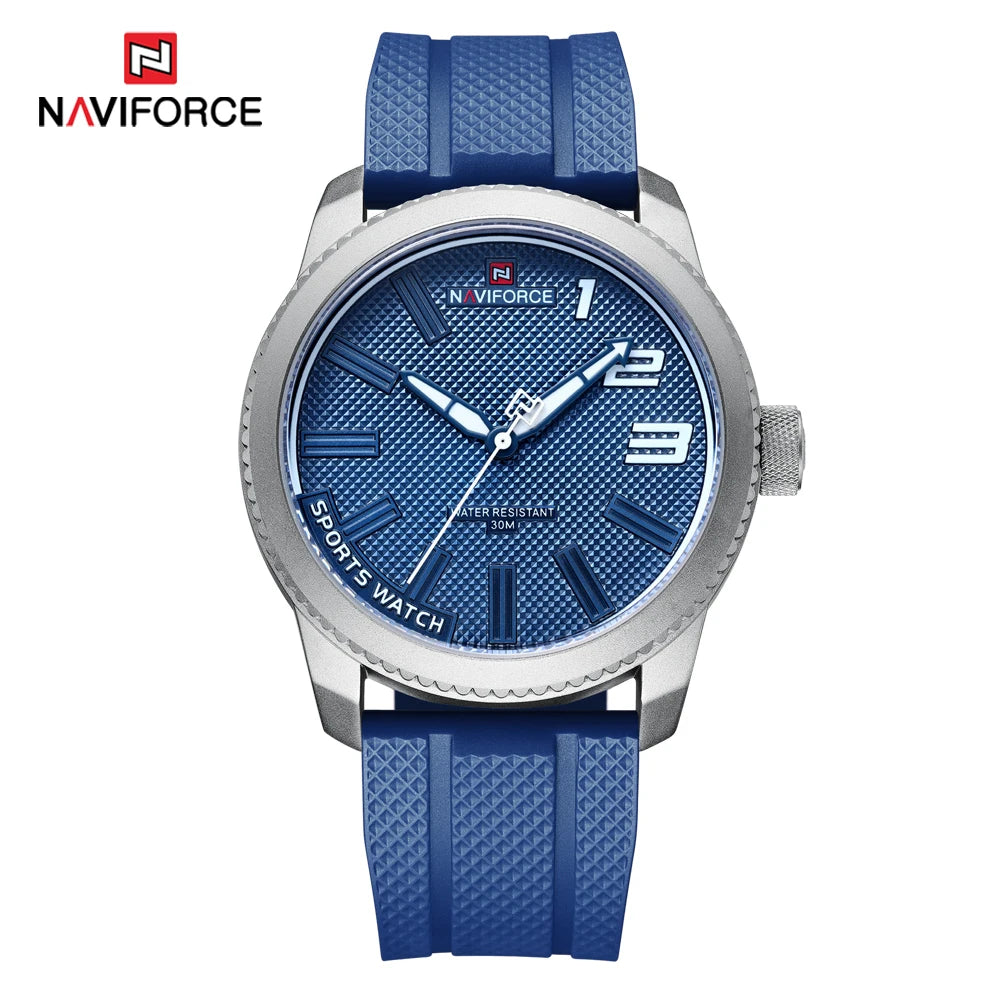NAVIFORCE Top Brand Watch Men Fashion Casual Waterproof Simple Style Quartz Wristwatch Military Male TPU Strap Clock