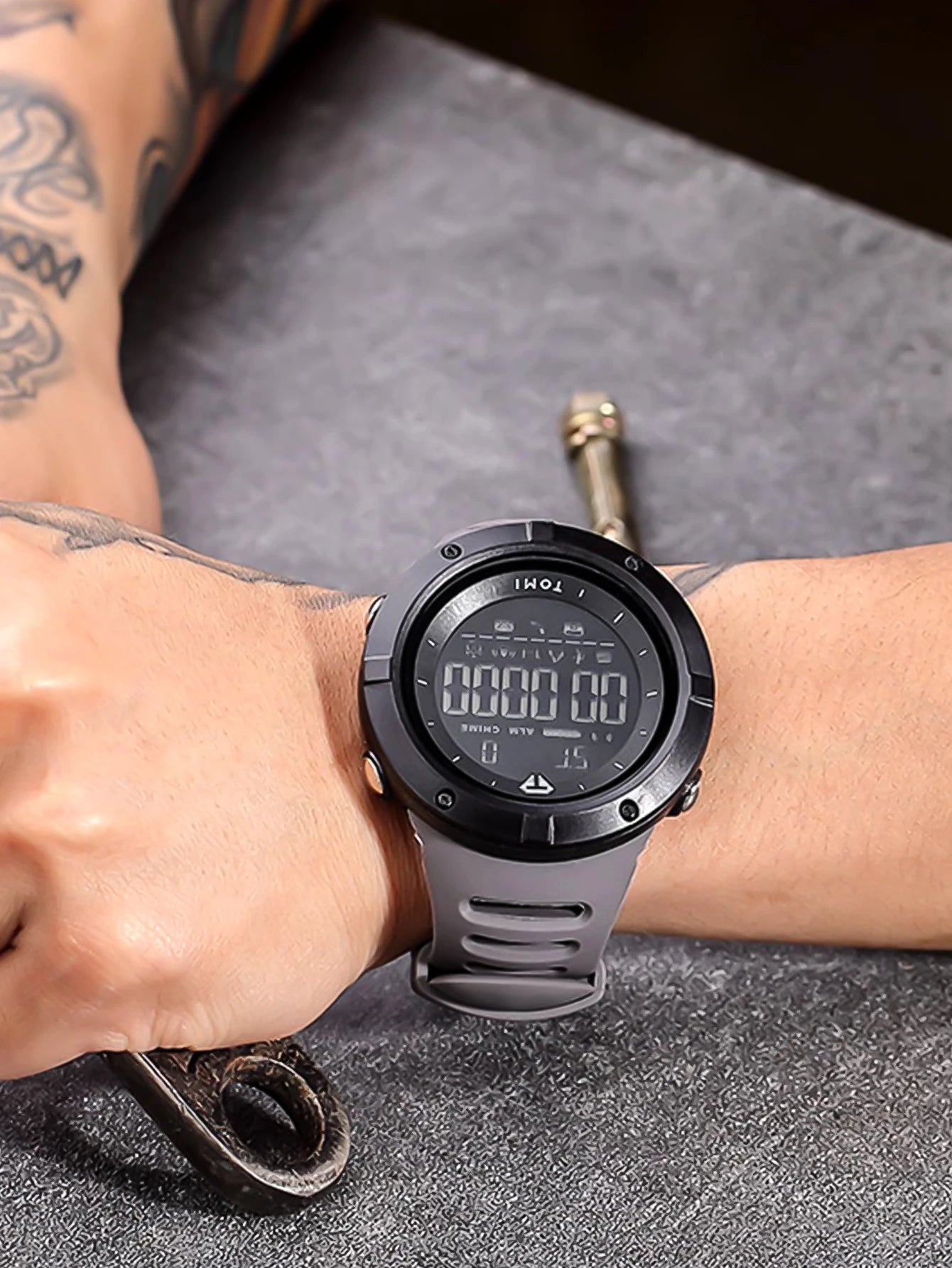 TOMI Men's Watch Night Glow Waterproof Fashion Digital TPU Material Sports Watch