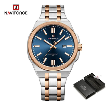 NAVIFORCE Quartz Watch For Men Luxury Business Luminous Stainless Steel Male Wristwatches Waterproof Calendar Clock Reloj Hombre
