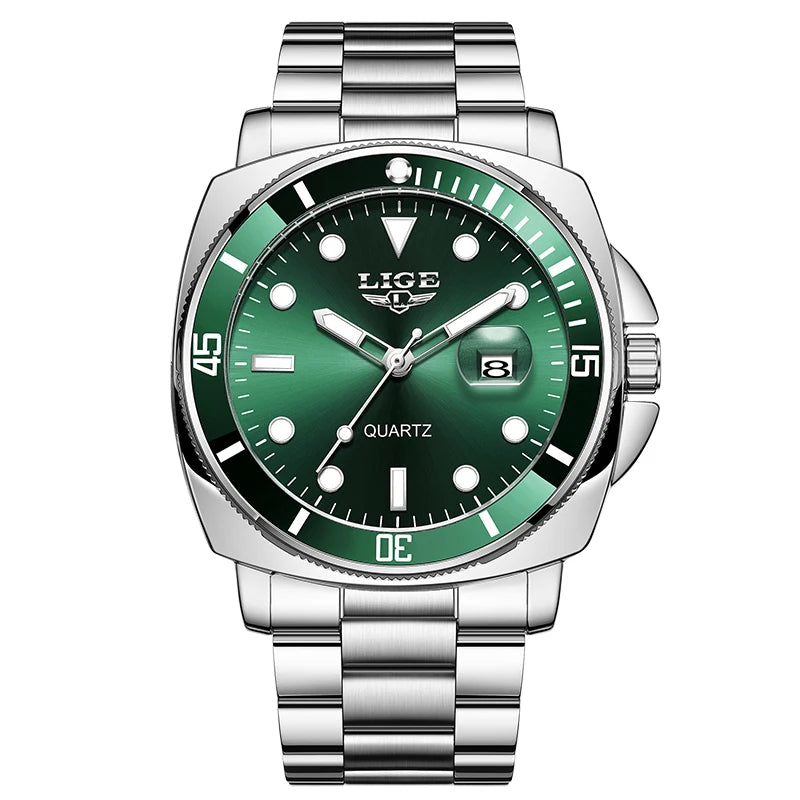LIGE Men’s Business Military Sports Quartz Watch – Luxury Leather Waterproof Timepiece